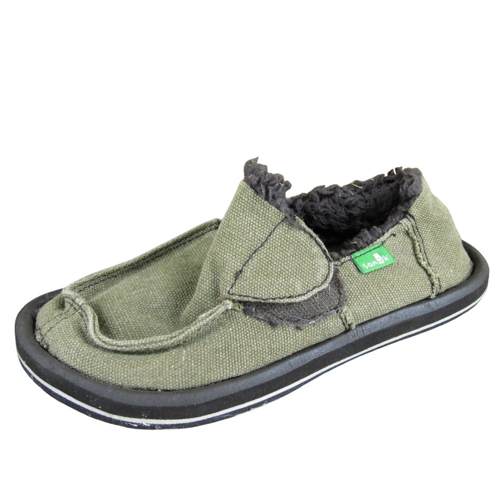 Sanuk Boys Slip-On Sz T 10 Medium Brown Fabric Slipā On